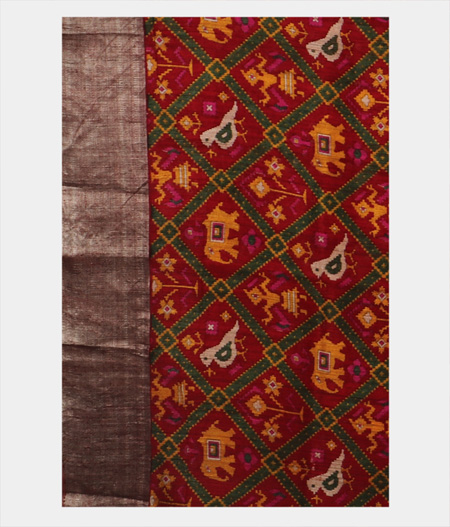Maroon Tussar Printed Saree T1847043
