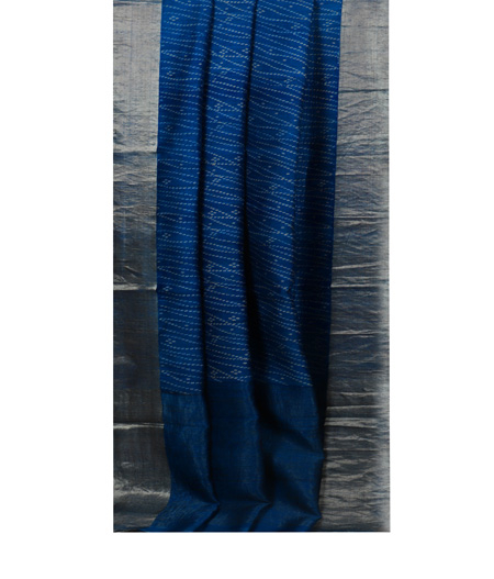 Blue Tussar Printed Saree T1847062