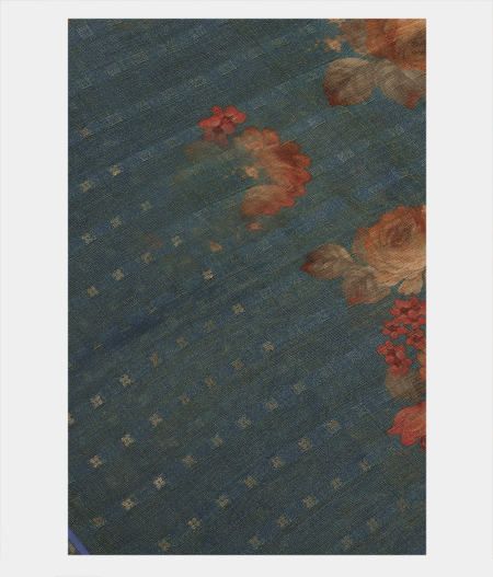 Bluish Green Tussar Printed Saree T187195-image