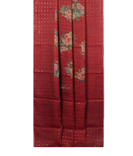 Red Tussar Printed Saree T1871892