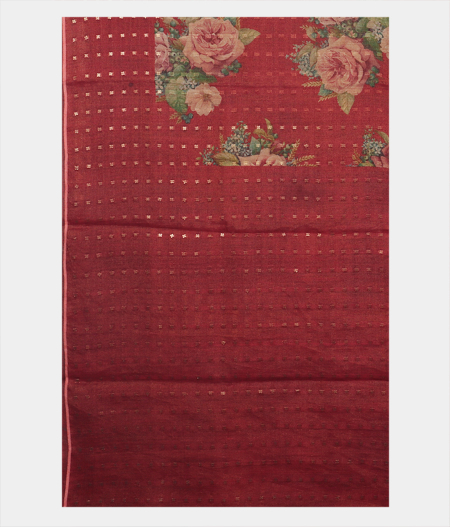 Red Tussar Printed Saree T1871894