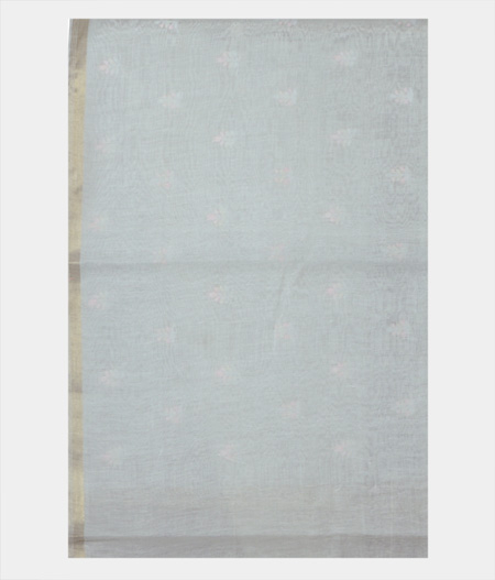 White Chanderi Cotton Embroidery Saree T1616843