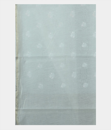 White Chanderi Cotton Embroidery Saree T1616863