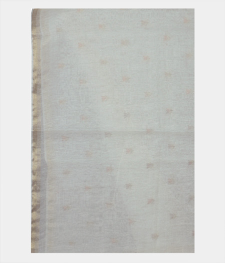 White Chanderi Cotton Embroidery Saree T1450963