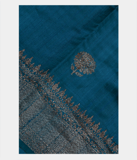 Peacock Blue Banaras Tussar Saree T189212-image