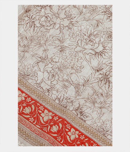 Off White Tussar Printed Saree T167041-image