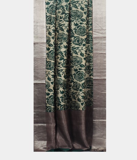 Beige Tussar Printed Saree T1446542