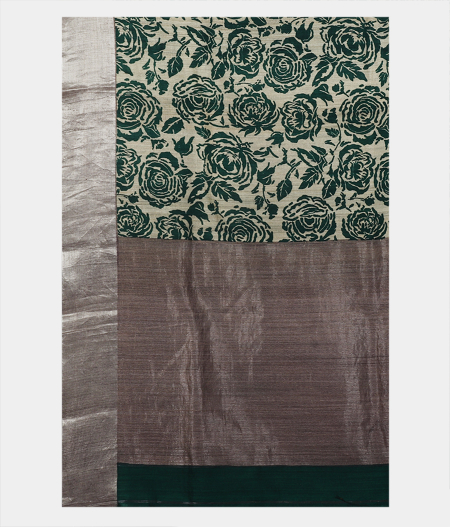 Beige Tussar Printed Saree T1446544