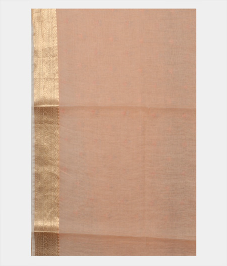 Peach Chanderi Cotton Embroidery Saree T1616593