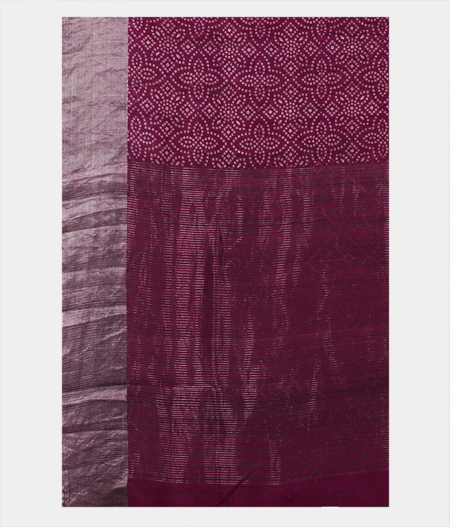 Burgundy Tussar Printed Saree T1847004