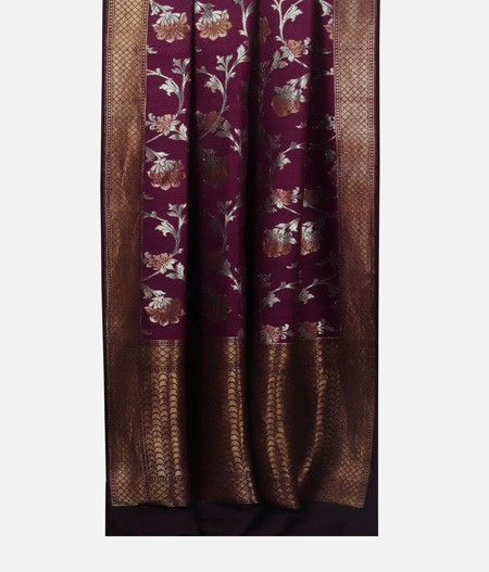 Purple Tussar Georgette Silk Saree T1849592