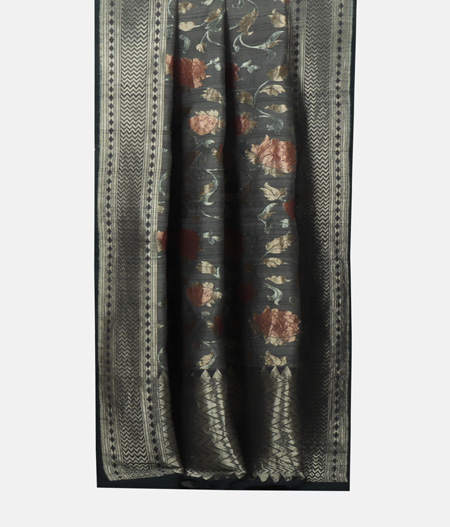 Grey Tussar Georgette Silk Saree T1610642