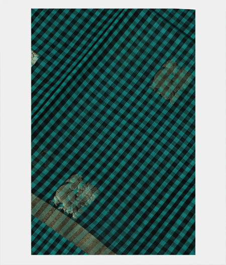 Teal Blue and Blue Silk Cotton Saree T190113-image