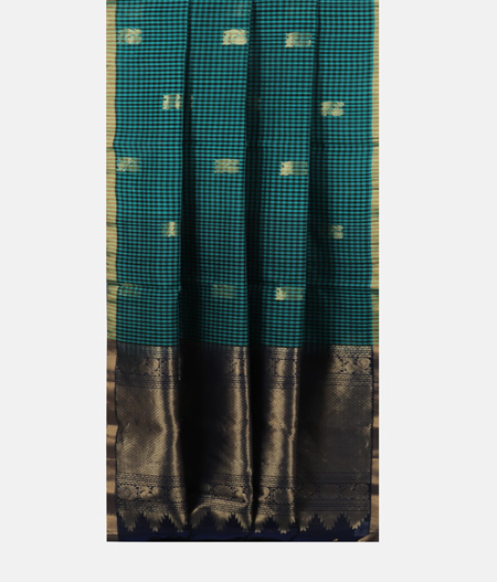 Teal Blue and Blue Silk Cotton Saree T1901132