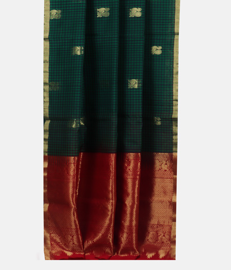 Green and Blue Silk Cotton Saree T1901072