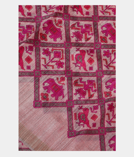 Pink Tussar Printed Saree T174211-image
