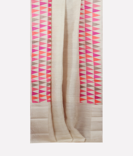 White Tussar Printed Saree T1719482