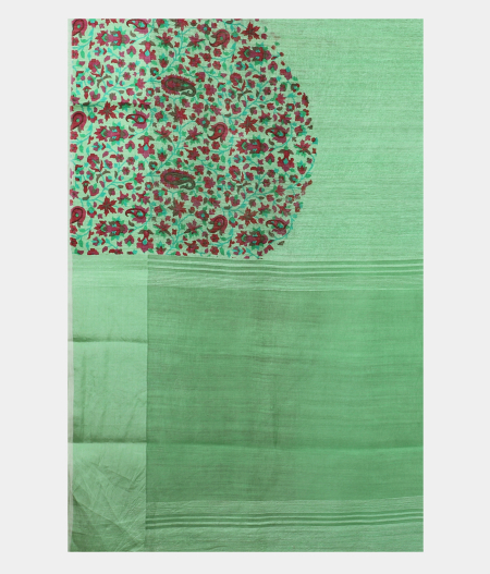 Green Tussar Printed Saree T1719554