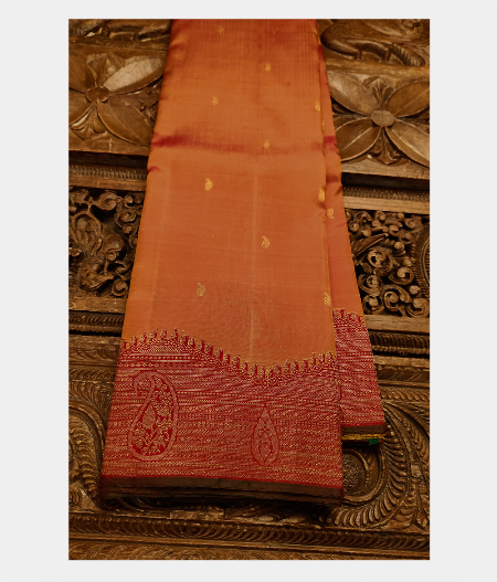 Rust Handwoven Kanjivaram Silk Saree T187765-image