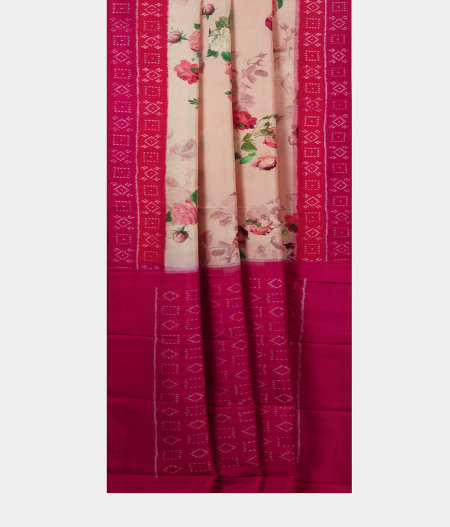 Light Peach Ikat Silk Saree T1874052