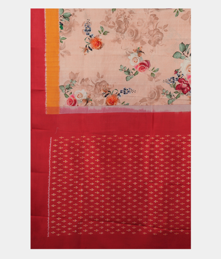 Light Peach Ikat Silk Saree T1874064