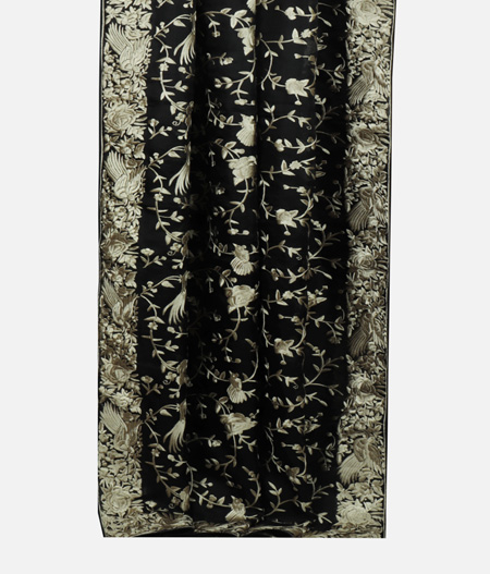 Black Organza Embroidery Saree T1900382