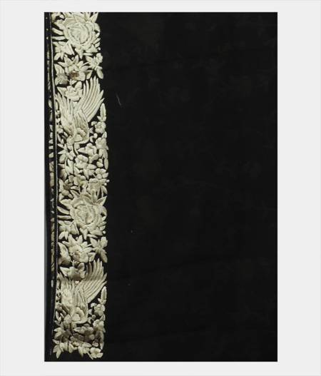 Black Organza Embroidery Saree T1900383
