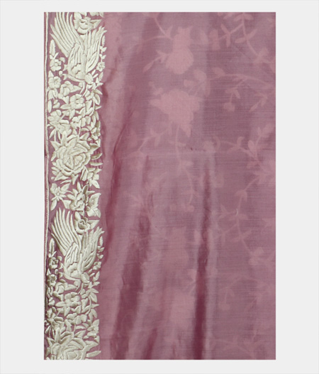 Light Lavender Organza Embroidery Saree T1900393
