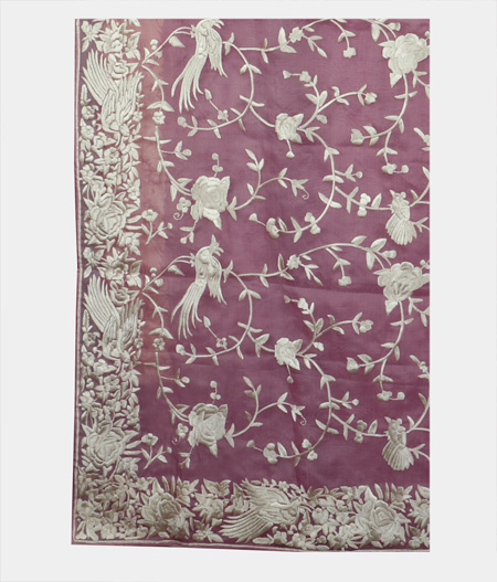 Light Lavender Organza Embroidery Saree T1900394