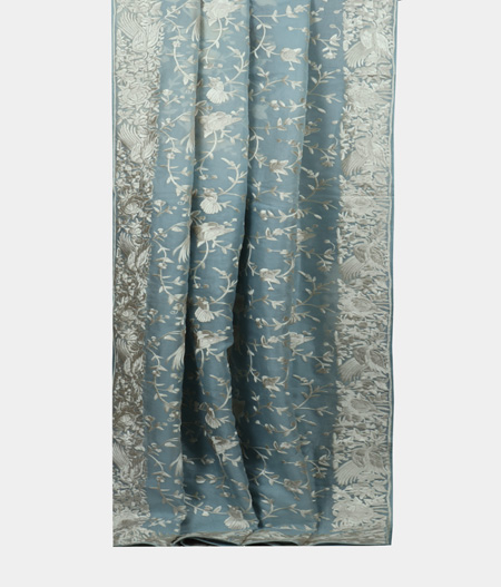 Light Blue Organza Embroidery Saree T1900402