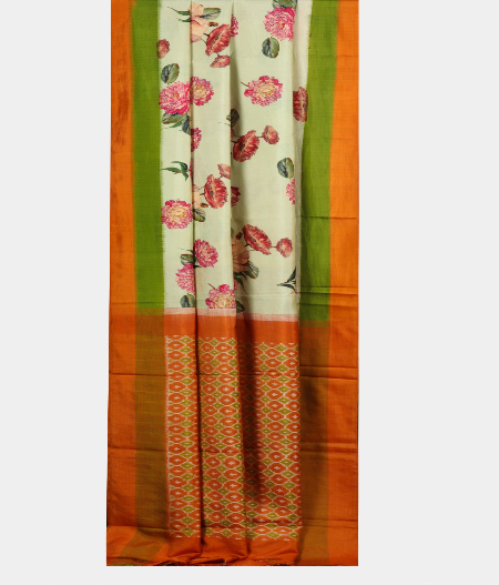 Light Green Ikat Silk Saree T1812412