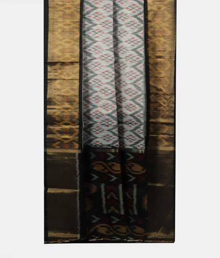 White Pochampalli Silk Cotton Saree T1887092