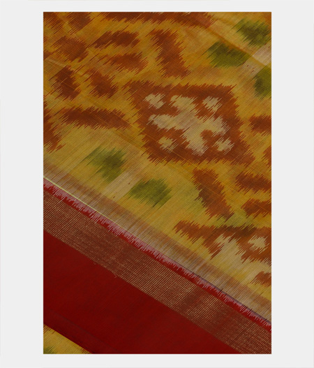 Yellow Pochampalli Silk Cotton Saree T188667-image