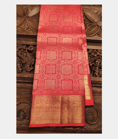 Pinkish Orange Handwoven Kanjivaram Silk Saree T169886-image