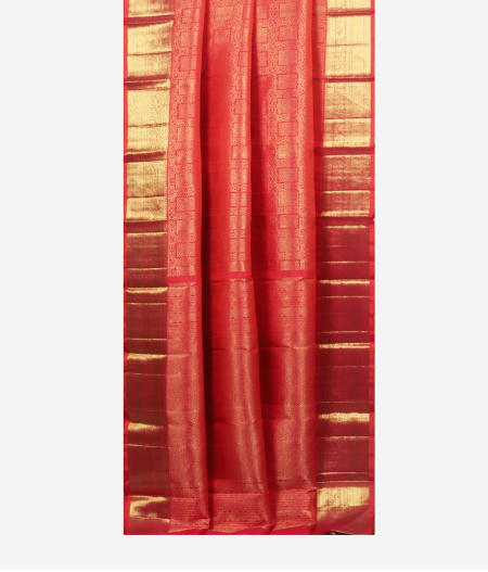 Pinkish Orange Handwoven Kanjivaram Silk Saree T1698862