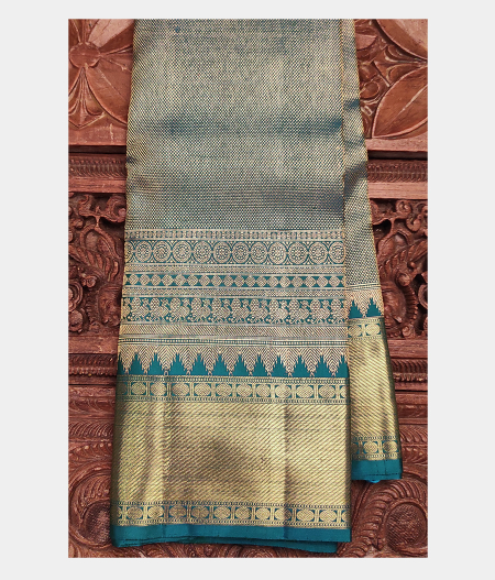 Teal Blue Handwoven Kanjivaram Silk Saree T187749-image
