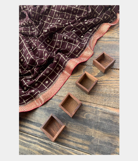 Brown Crepe Silk Saree T186355-image