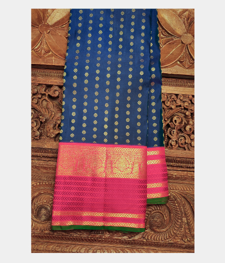Peacock Blue Handwoven Kanjivaram Silk Saree T162013-image
