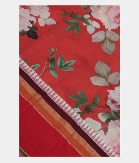 Red Printed Soft Silk Saree T193384-image