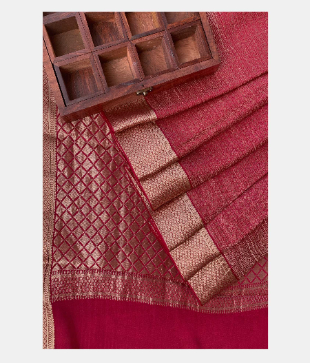 Red Crepe Silk Saree T186378-image