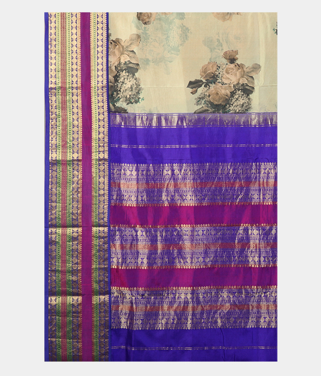 Pale Green Printed Soft Silk Saree T1933914