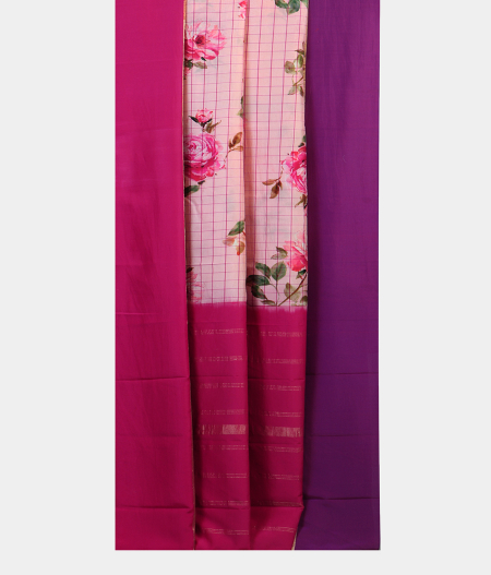 Light Peach Printed Soft Silk Saree T1933962