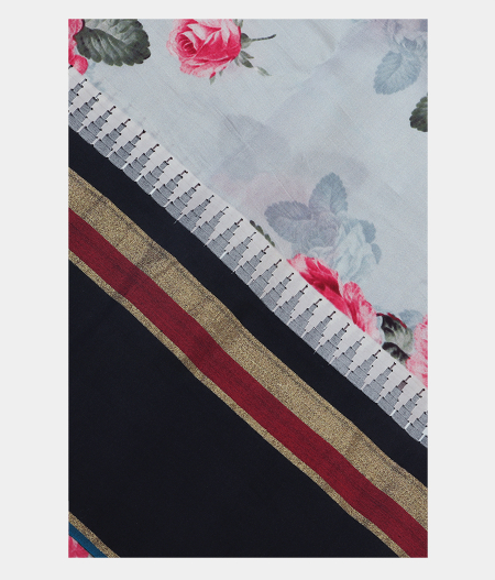 Light Blue Printed Soft Silk Saree T193385-image