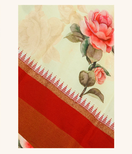 Light Yellow Printed Soft Silk Saree T193383-image