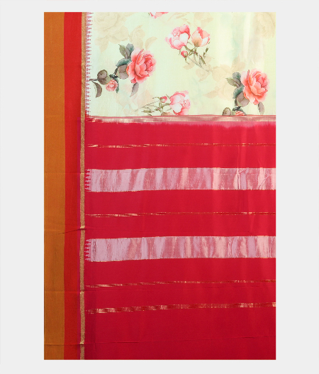 Light Yellow Printed Soft Silk Saree T1933834