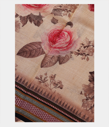 Beige Vidarbha Tussar Printed Saree T191574-image