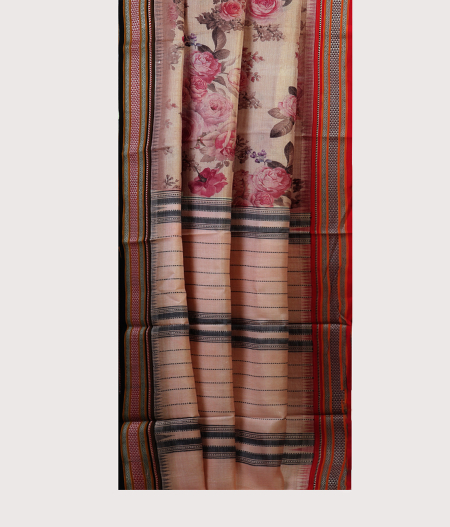 Beige Vidarbha Tussar Printed Saree T1915742
