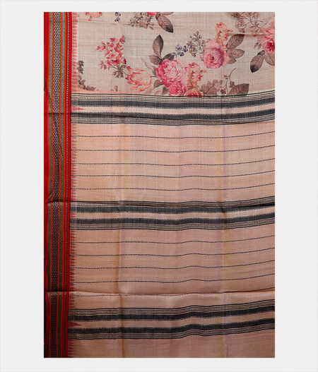 Beige Vidarbha Tussar Printed Saree T1915744
