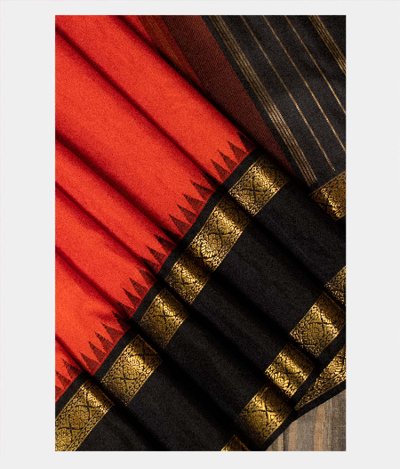 Orange Handwoven Kanjivaram Silk Saree T1807242