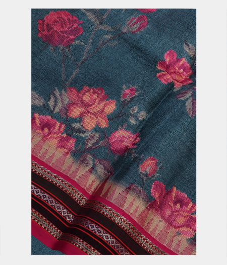 Greenish Grey Vidarbha Tussar Printed Saree T191584-image